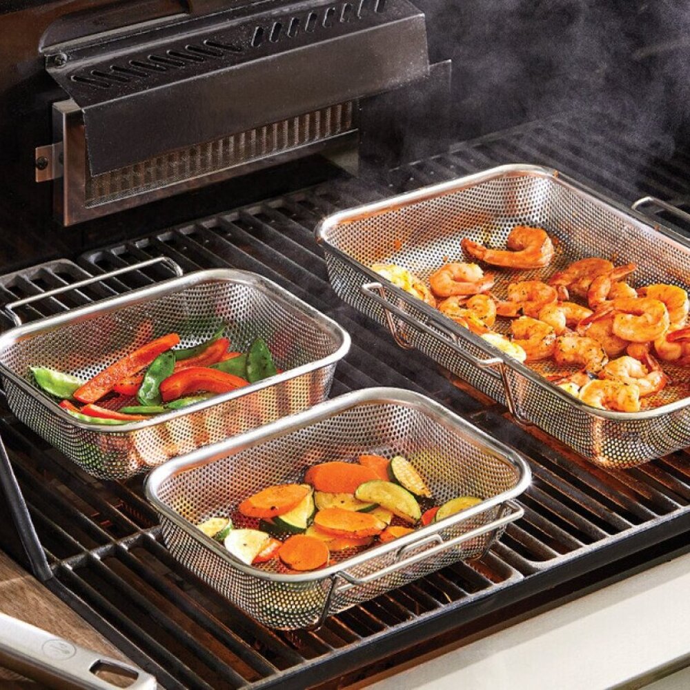 NEW~PAMPERED CHEF~Modular Grill Pan Set of 3 w/Handle~Grill or Ocen